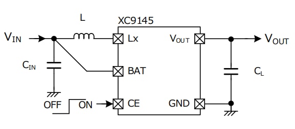Application Circuit Diagram - Torex Semiconductor XC9145 Step-Up DC/DC Converters